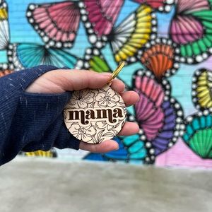 Floral Mama Engraved Keychain